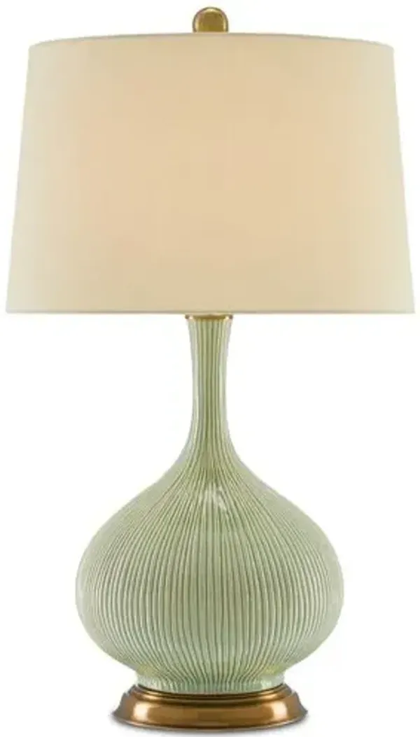 Cait Table Lamp - Green/Brass - Currey & Company
