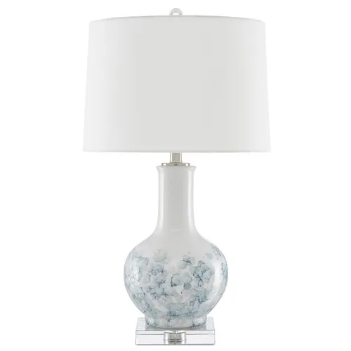 Myrtle Table Lamp - White/Blue - Currey & Company