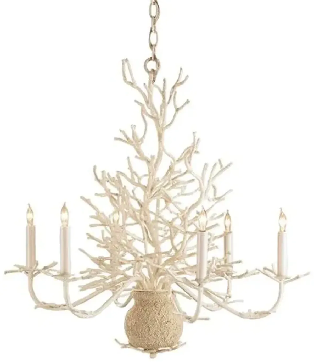 Seaward Small Chandelier - White Coral/Natural Sand - Currey & Company - Ivory