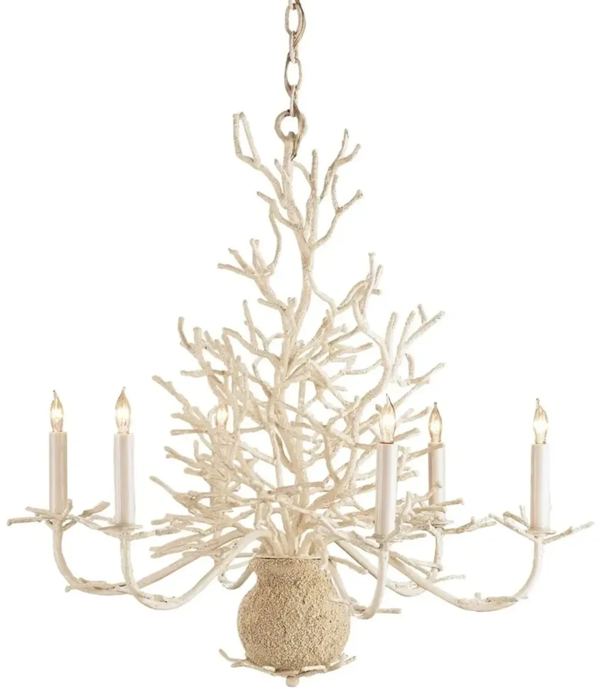Seaward Small Chandelier - White Coral/Natural Sand - Currey & Company - Ivory