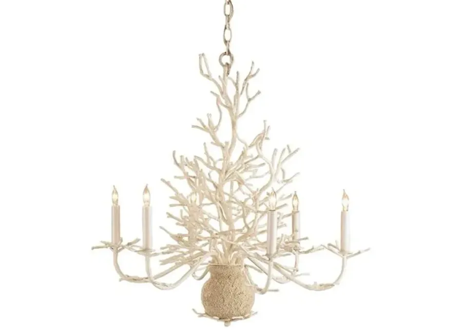 Seaward Small Chandelier - White Coral/Natural Sand - Currey & Company - Ivory