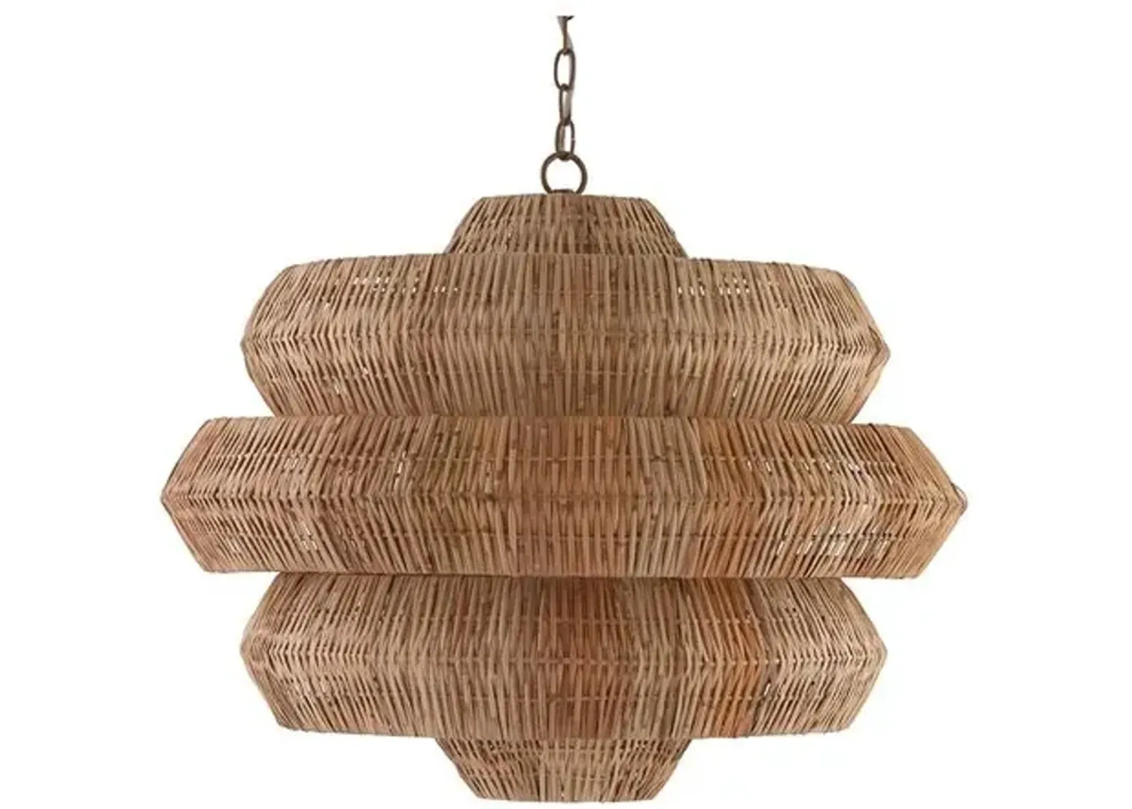 Antibes Chandelier - Khaki/Natural - Currey & Company - Brown