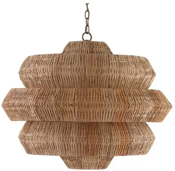 Antibes Chandelier - Khaki/Natural - Currey & Company - Brown