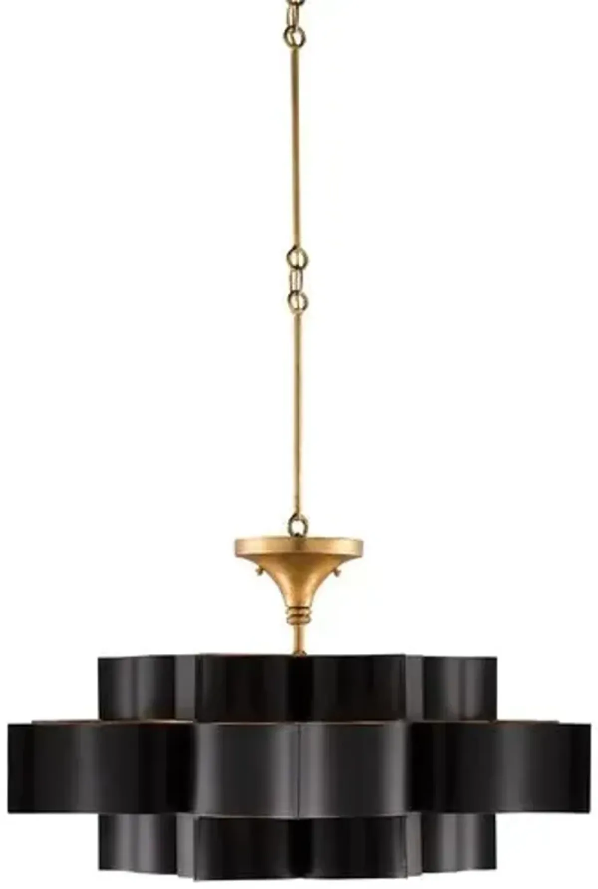 Grand Lotus Large Chandelier - Black/Gold Leaf - Currey & Company