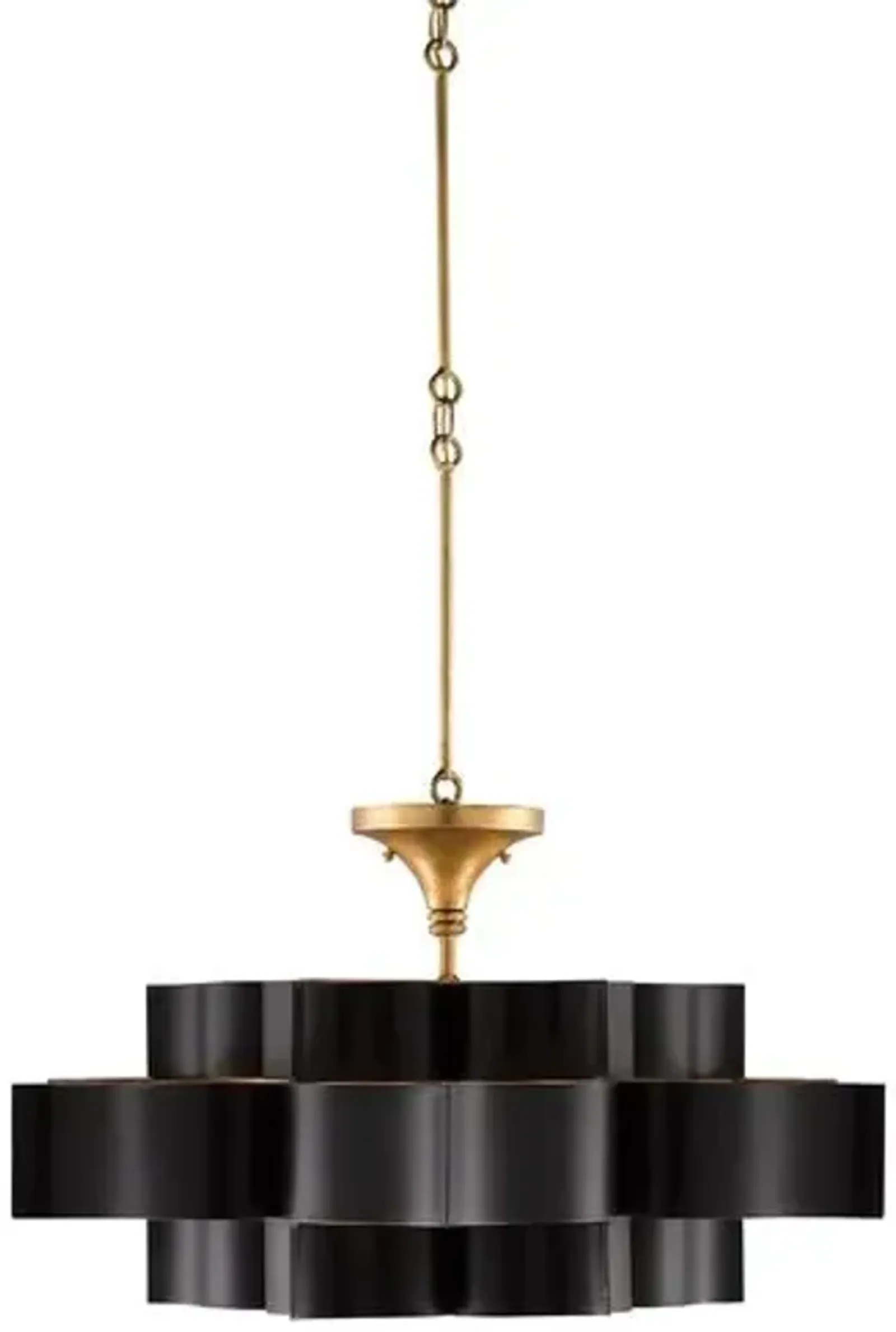 Grand Lotus Large Chandelier - Black/Gold Leaf - Currey & Company