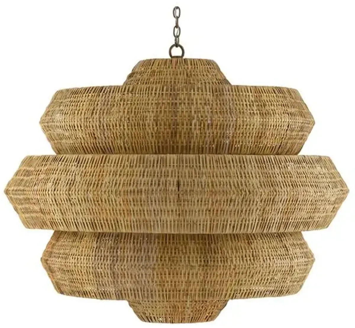 Antibes Grande Chandelier - Khaki/Gold Leaf - Currey & Company - Brown