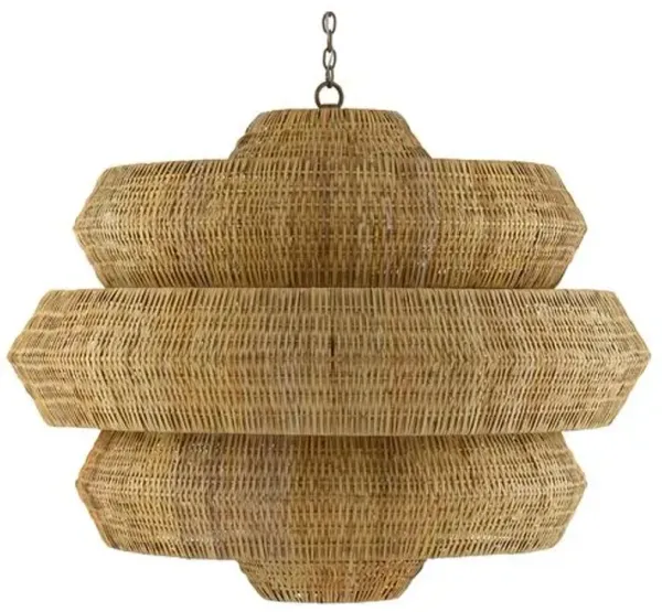 Antibes Grande Chandelier - Khaki/Gold Leaf - Currey & Company - Brown