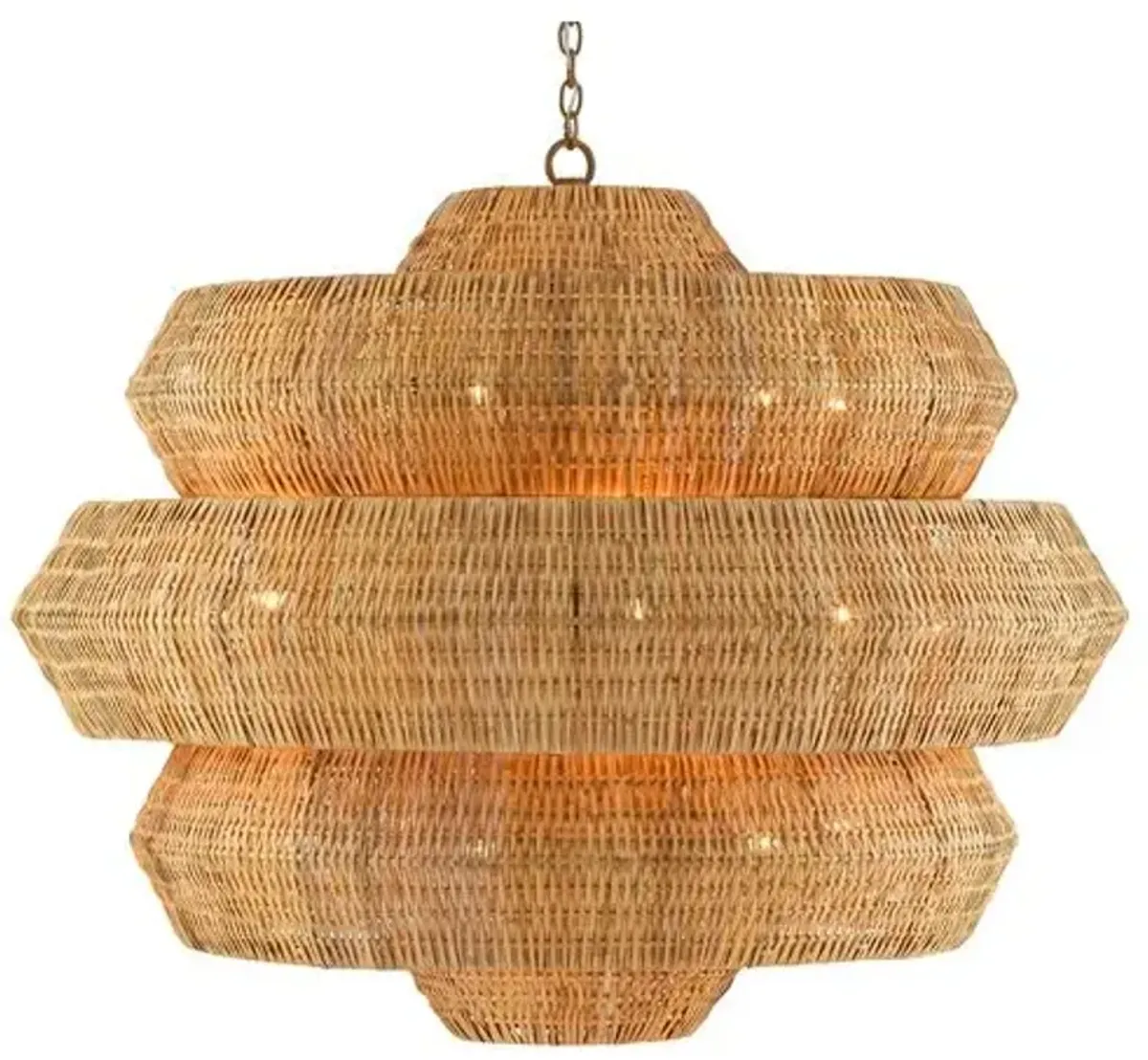 Antibes Grande Chandelier - Khaki/Gold Leaf - Currey & Company - Brown