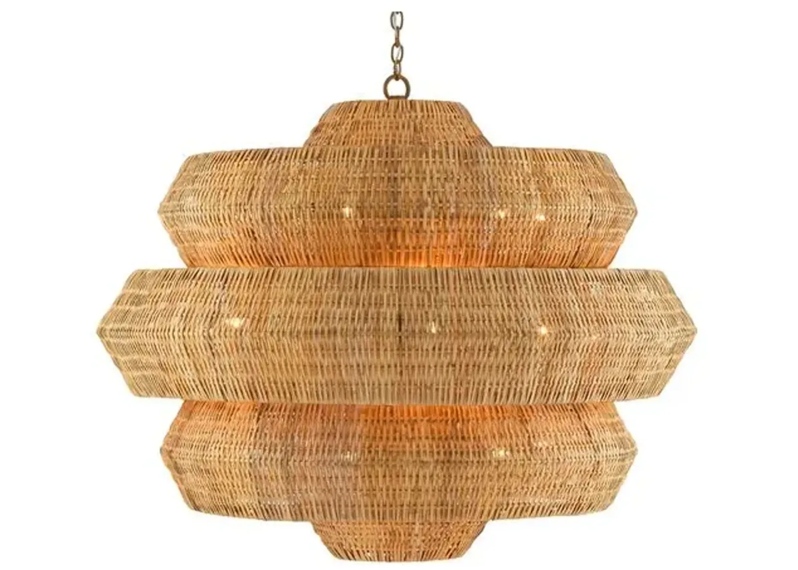 Antibes Grande Chandelier - Khaki/Gold Leaf - Currey & Company - Brown