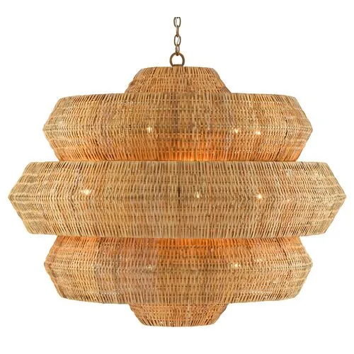 Antibes Grande Chandelier - Khaki/Gold Leaf - Currey & Company - Brown