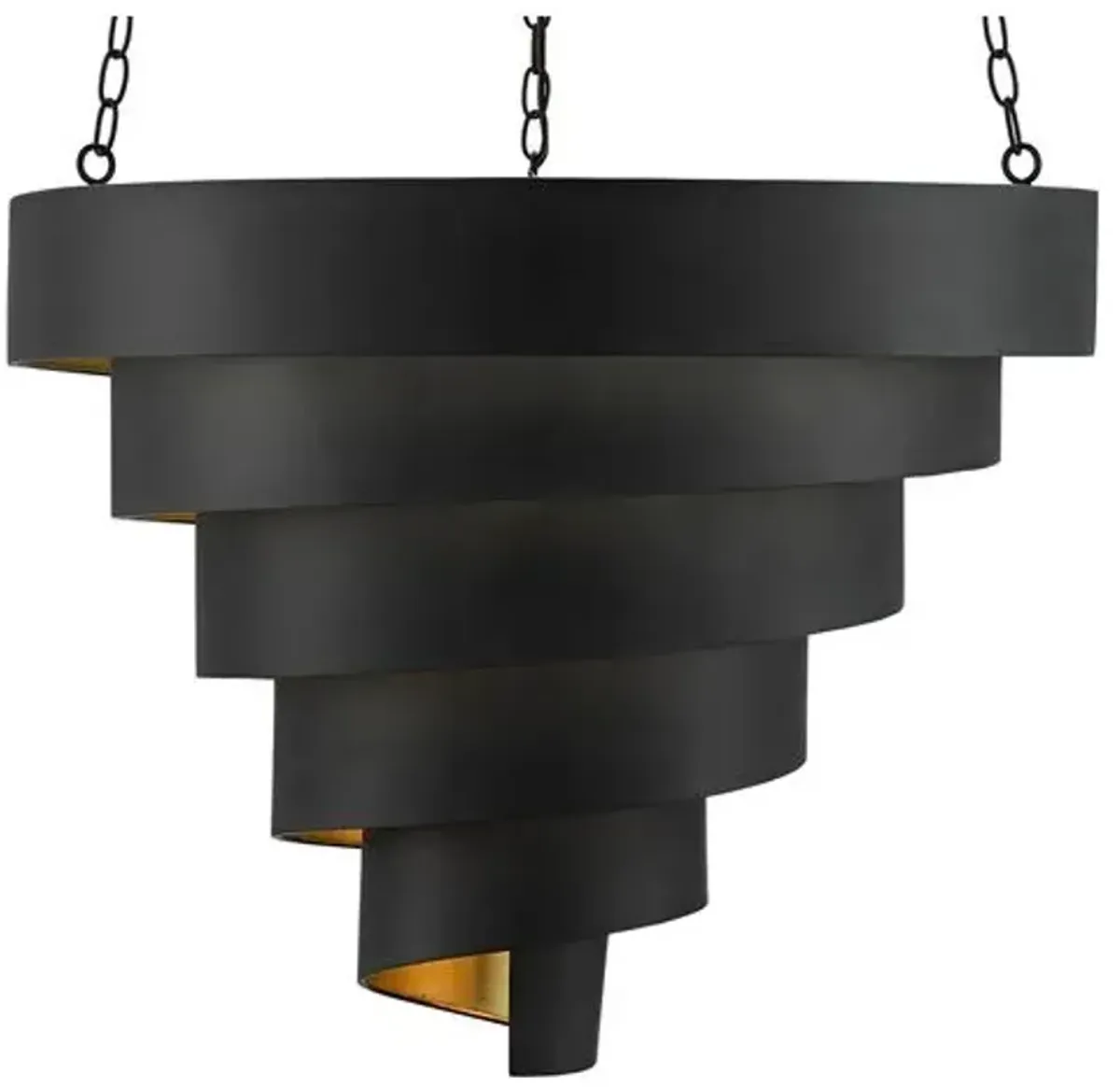 Chiffonade Large Pendant - Antique Black/Gold Leaf - Currey & Company