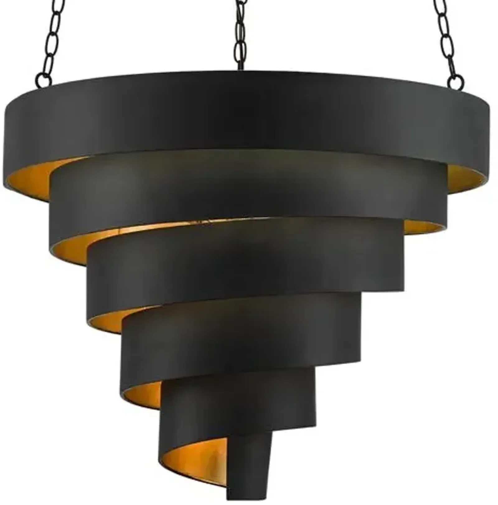 Chiffonade Large Pendant - Antique Black/Gold Leaf - Currey & Company