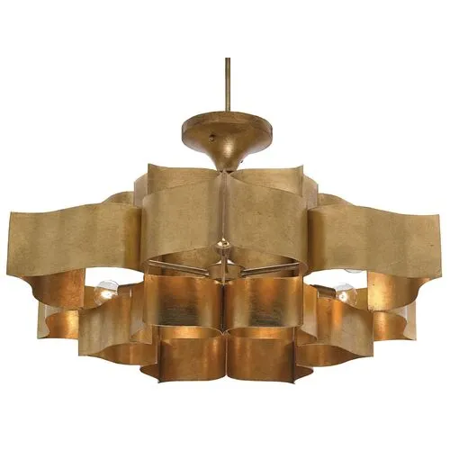 Grand Lotus Large Chandelier - Antique Gold Leaf - Currey & Company