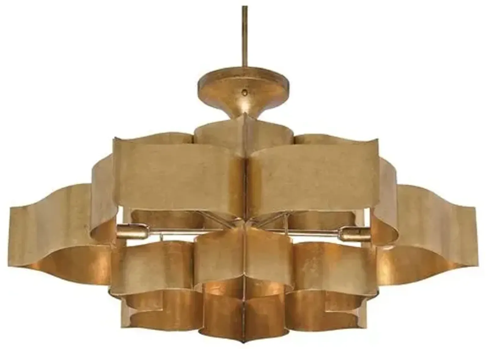 Grand Lotus Large Chandelier - Antique Gold Leaf - Currey & Company