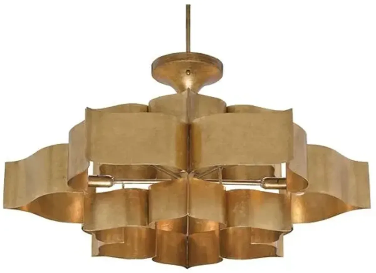 Grand Lotus Large Chandelier - Antique Gold Leaf - Currey & Company