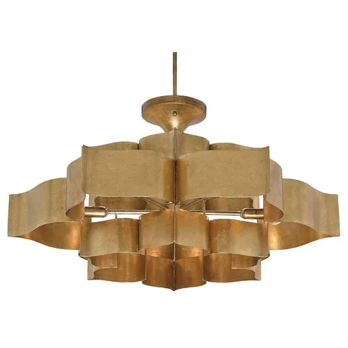 Grand Lotus Large Chandelier - Antique Gold Leaf - Currey & Company