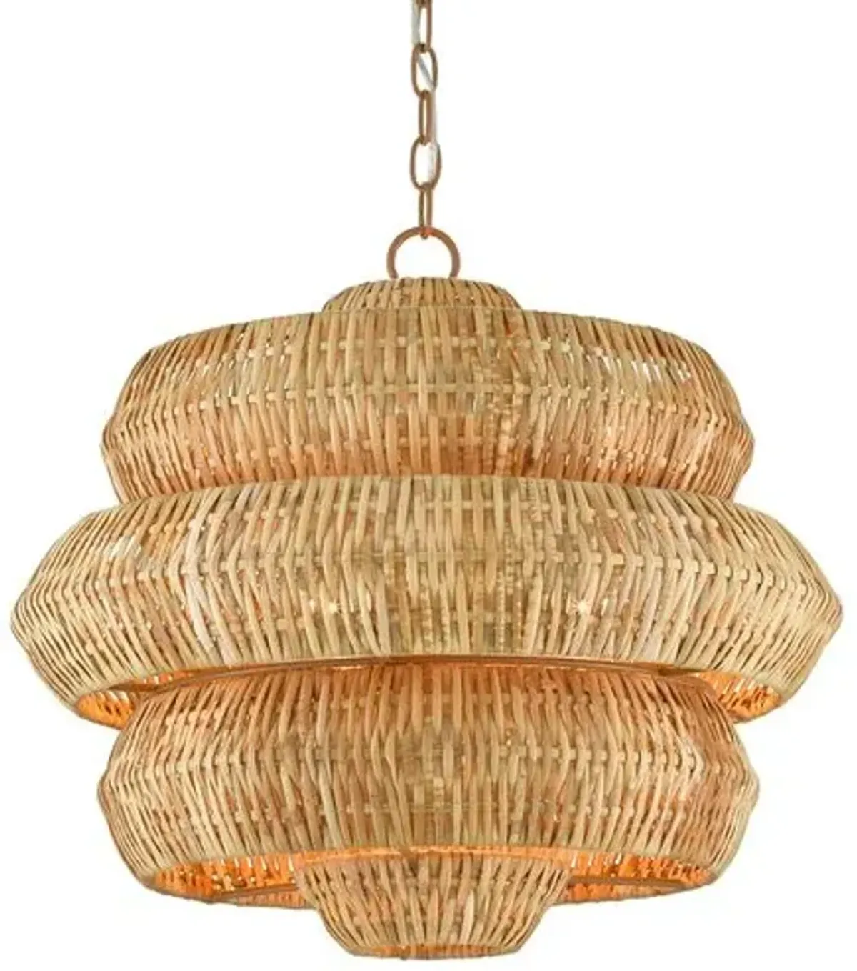 Antibes Small Rattan Chandelier - Natural - Currey & Company - Brown