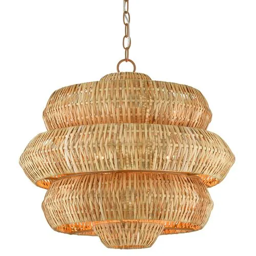 Antibes Small Rattan Chandelier - Natural - Currey & Company - Brown