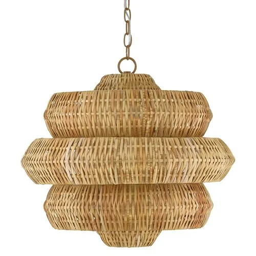 Antibes Small Rattan Chandelier - Natural - Currey & Company - Brown
