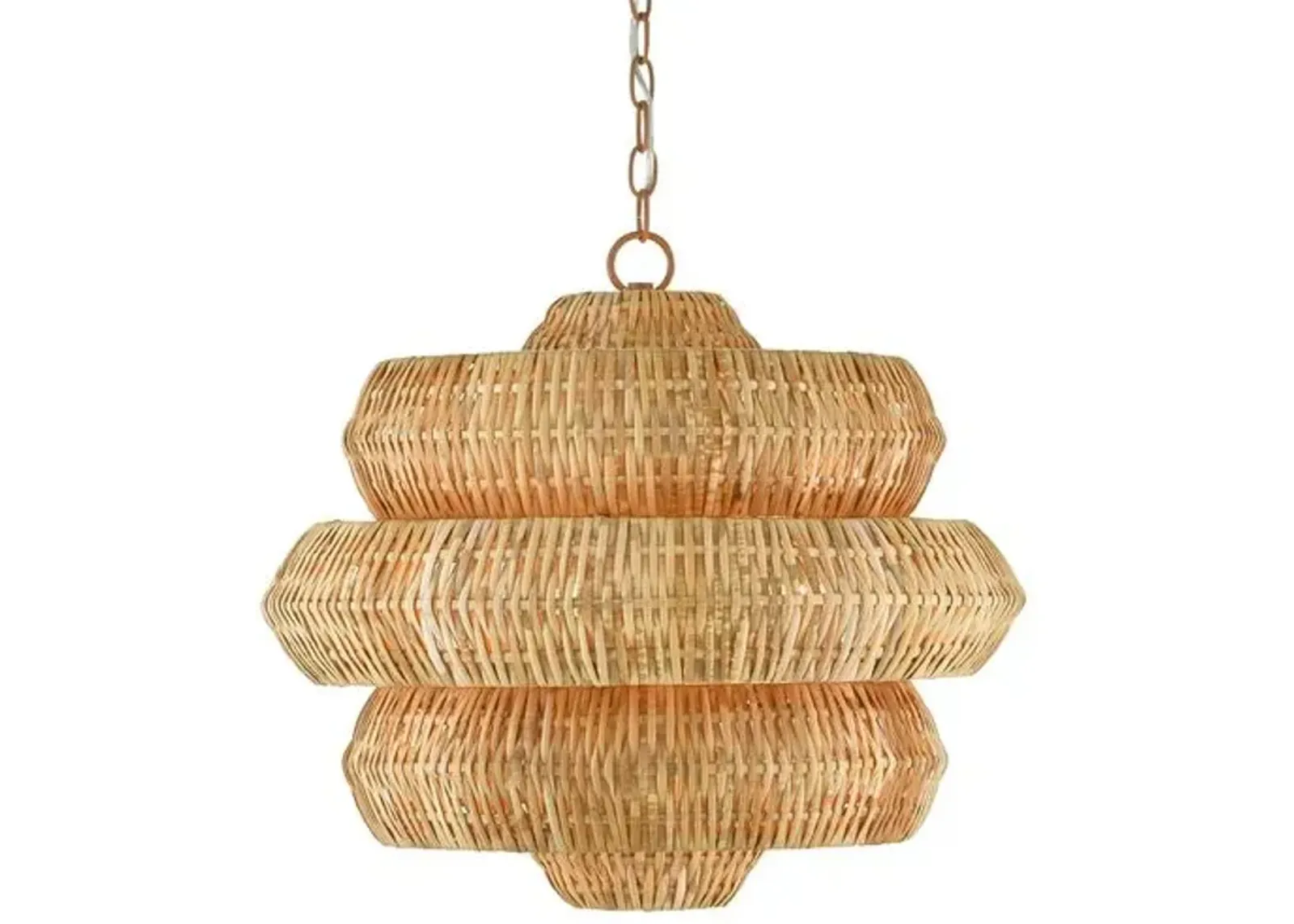 Antibes Small Rattan Chandelier - Natural - Currey & Company - Brown