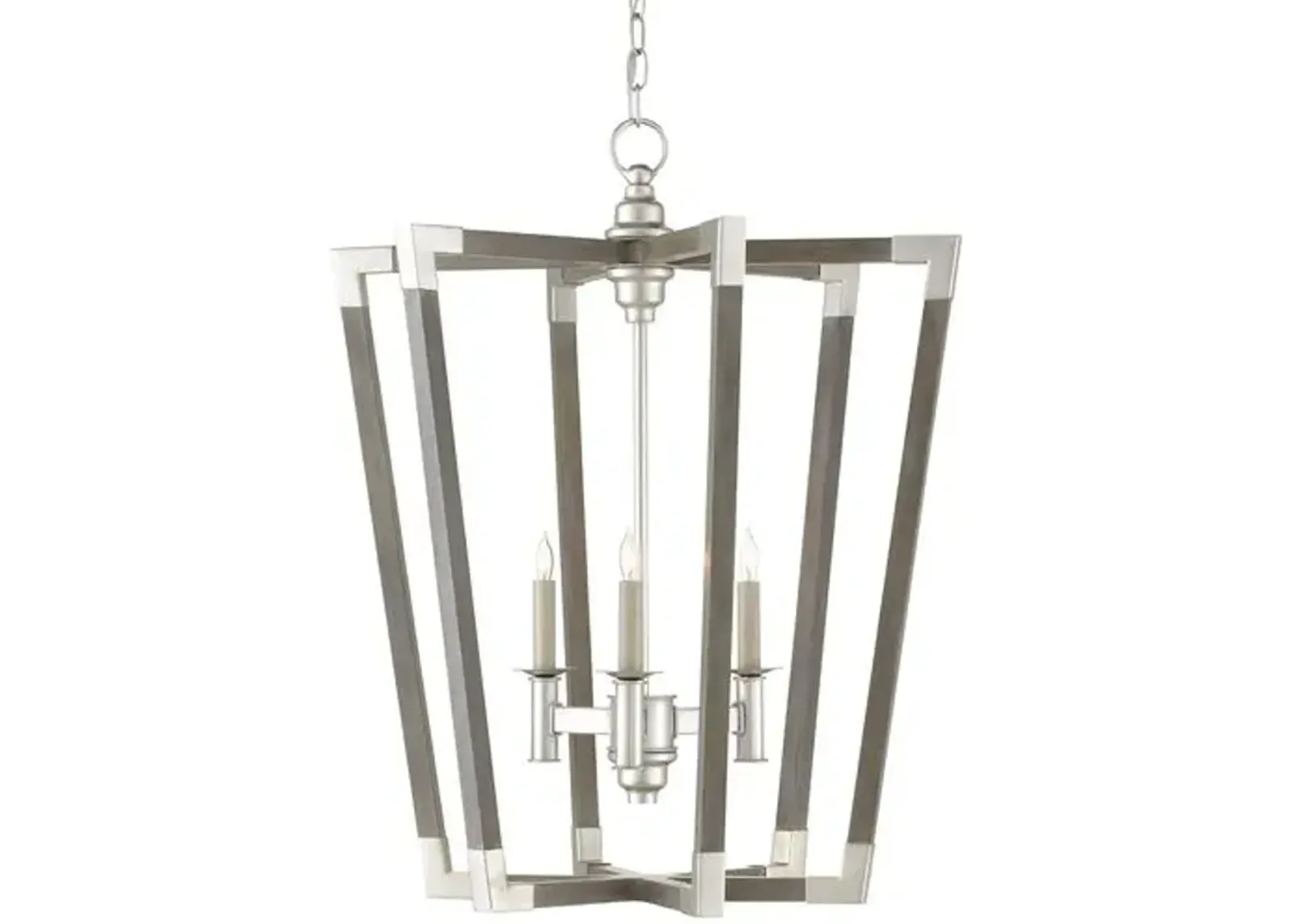 Bastian Small Chandelier - Gray/Silver Leaf - Currey & Company