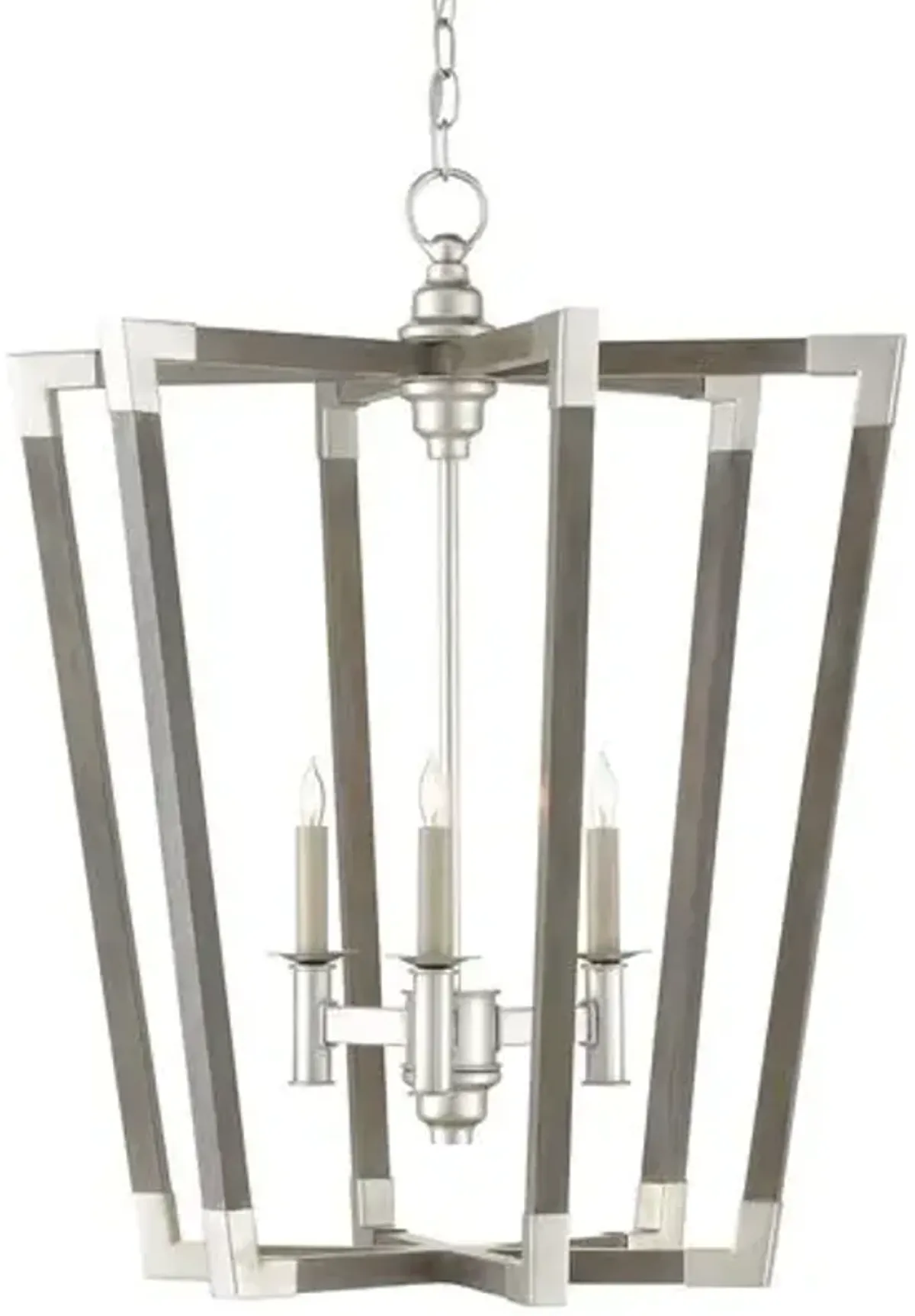 Bastian Small Chandelier - Gray/Silver Leaf - Currey & Company