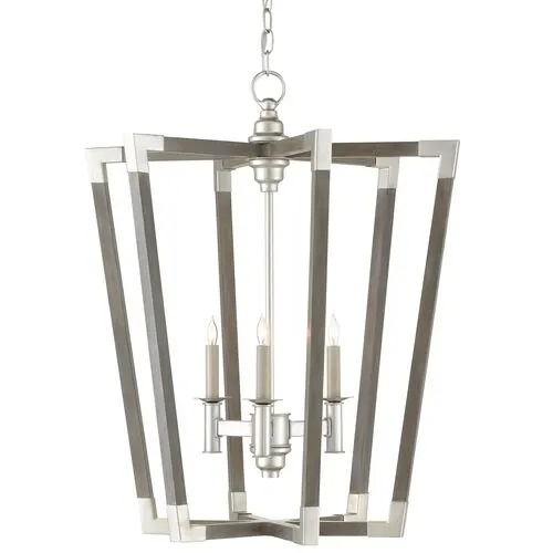 Bastian Small Chandelier - Gray/Silver Leaf - Currey & Company