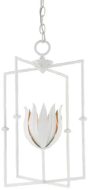 Tulipano Lantern - White/Gold Leaf - Currey & Company