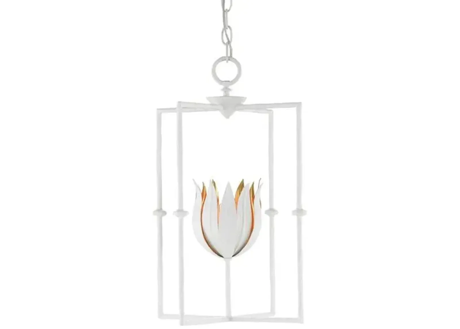 Tulipano Lantern - White/Gold Leaf - Currey & Company