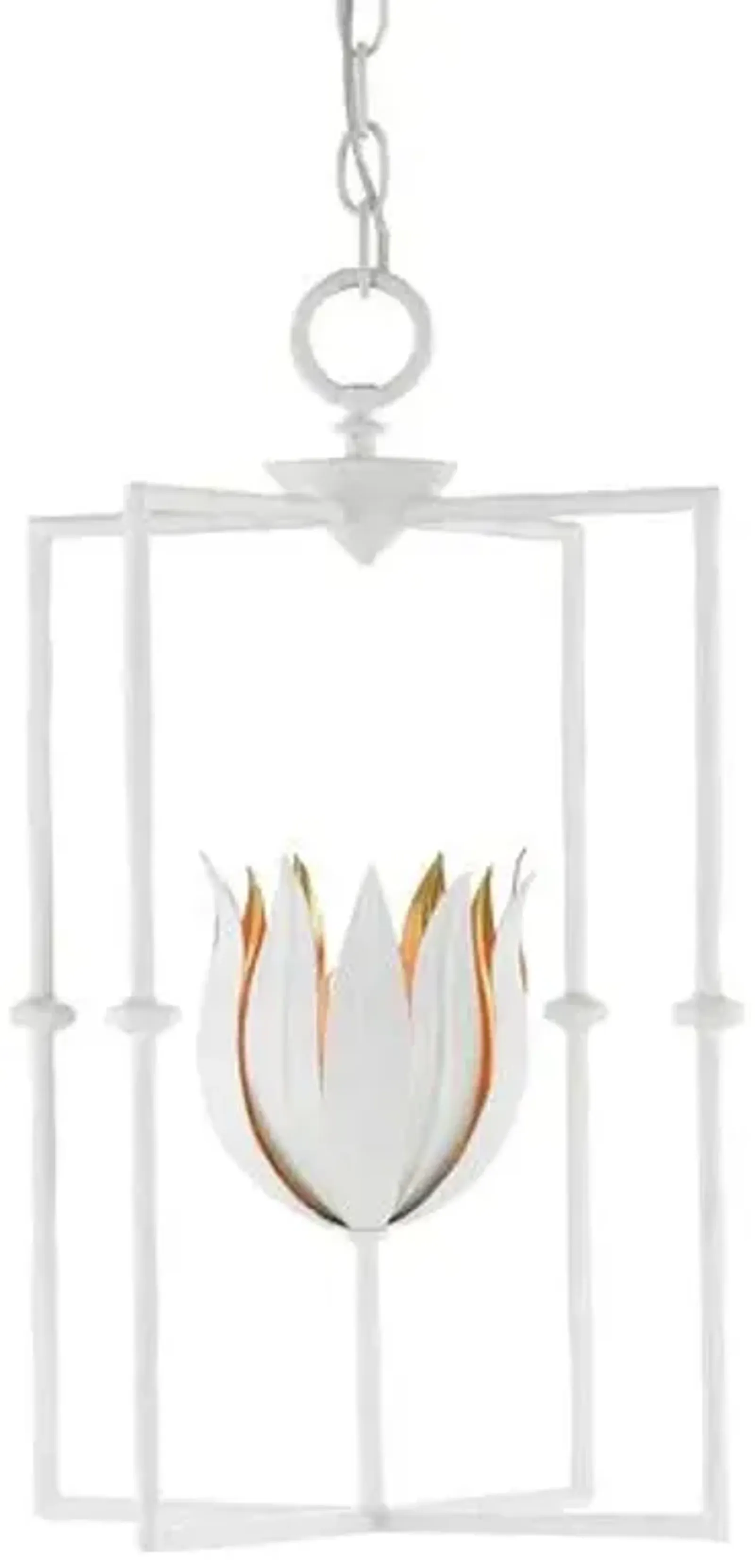 Tulipano Lantern - White/Gold Leaf - Currey & Company