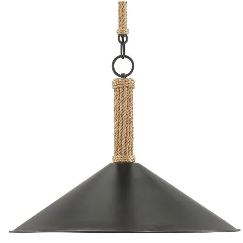 Ocracoke Rope Pendant - Black/Natural - Currey & Company