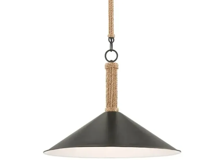 Ocracoke Rope Pendant - Black/Natural - Currey & Company