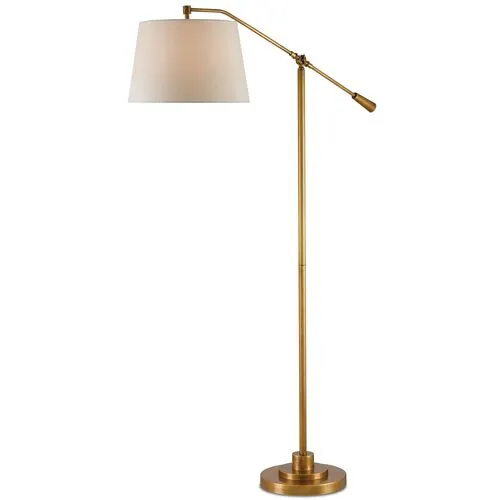 Maxstoke Floor Lamp - Antique Brass/Beige - Currey & Company