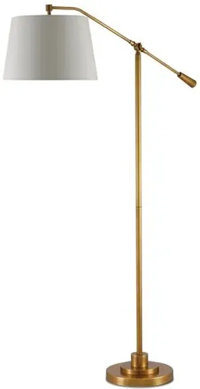 Maxstoke Floor Lamp - Antique Brass/Beige - Currey & Company