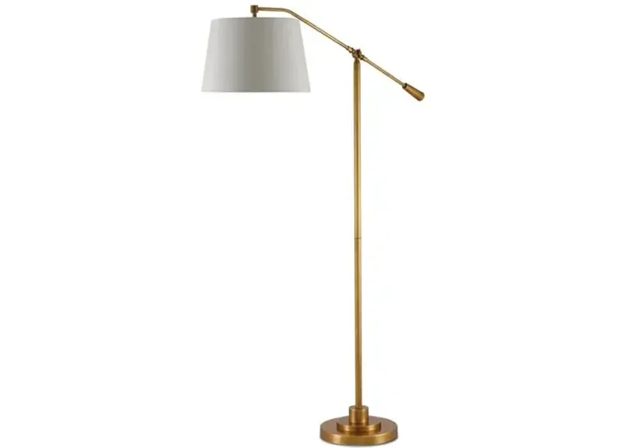 Maxstoke Floor Lamp - Antique Brass/Beige - Currey & Company