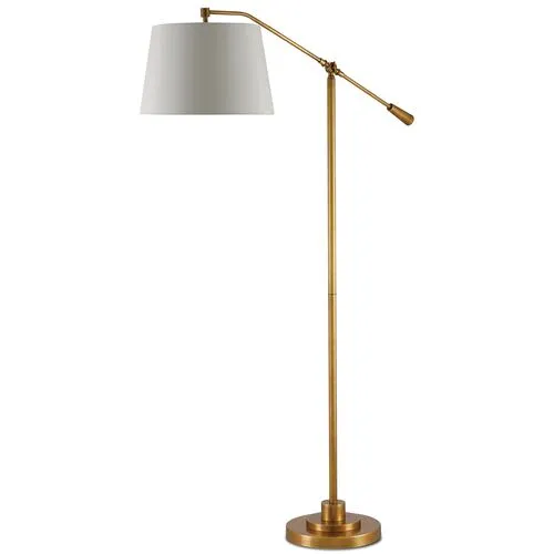 Maxstoke Floor Lamp - Antique Brass/Beige - Currey & Company