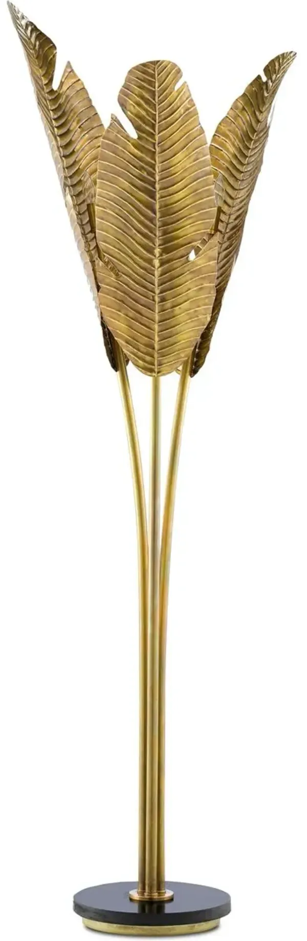 Tropical Floor Lamp - Vintage Brass/Black - Currey & Company