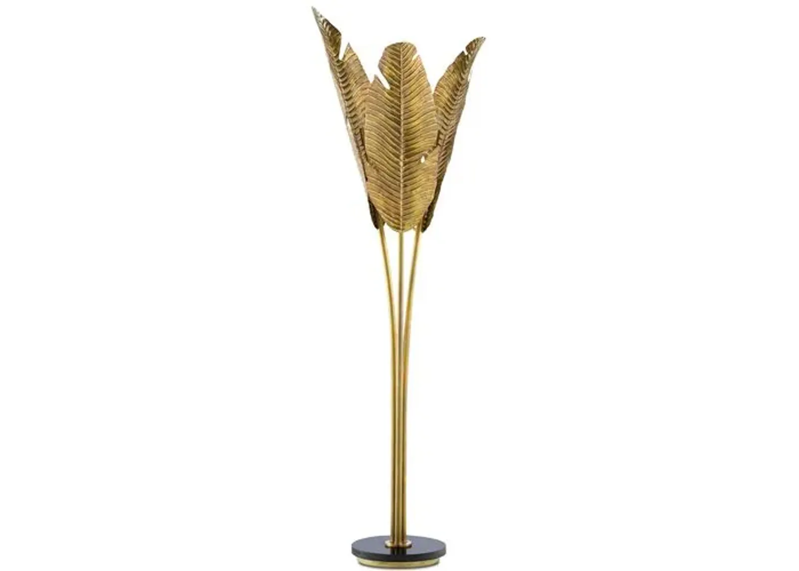 Tropical Floor Lamp - Vintage Brass/Black - Currey & Company