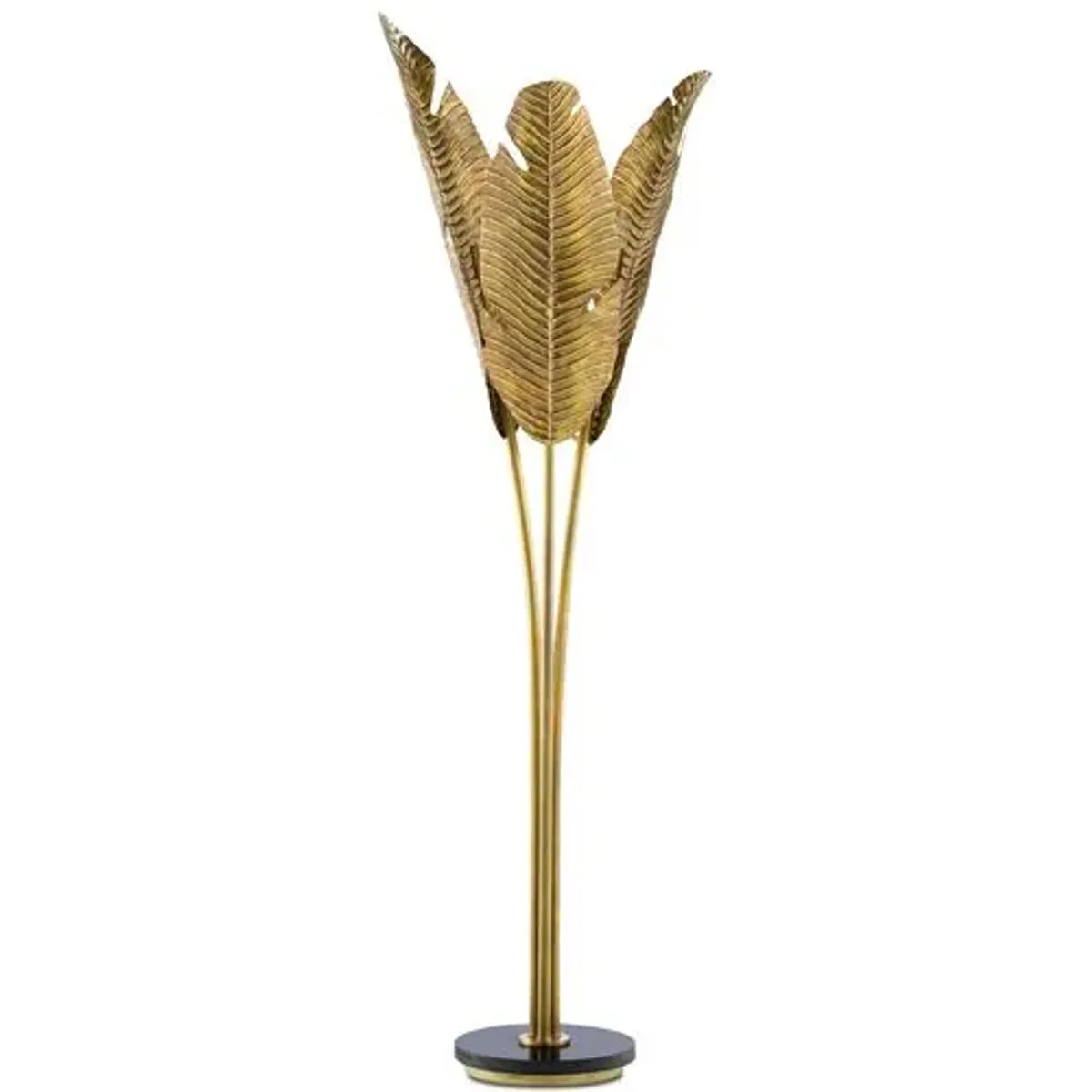 Tropical Floor Lamp - Vintage Brass/Black - Currey & Company