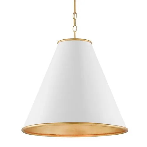 Pierrepont Large Pendant - White/Gold Leaf - Currey & Company