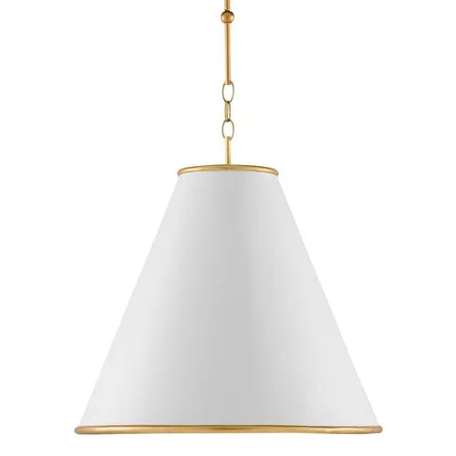 Pierrepont Large Pendant - White/Gold Leaf - Currey & Company