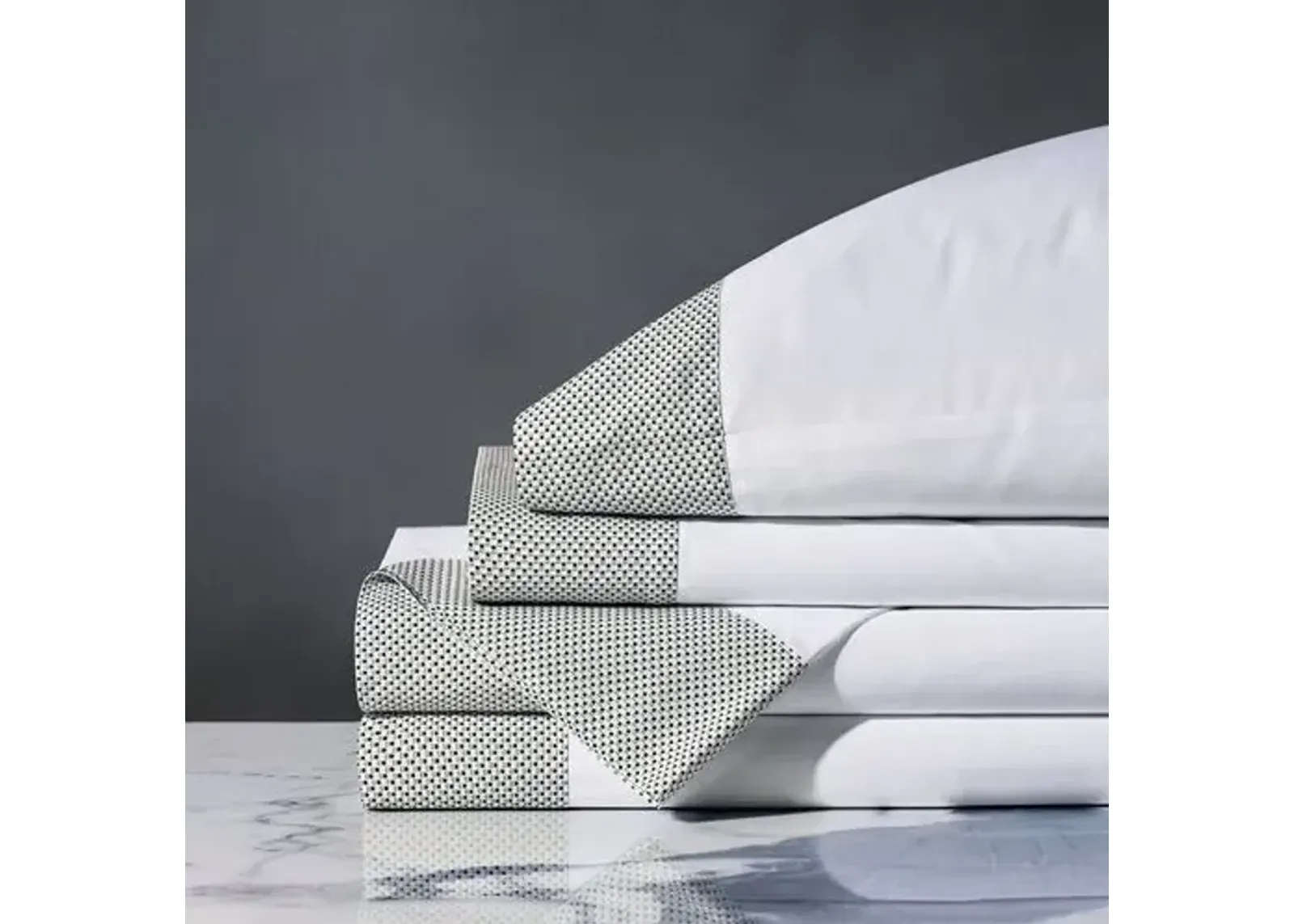 Kinsley Dotted Sheet Set - White, 300 Thread Count, Egyptian Cotton Sateen, Soft and Luxurious