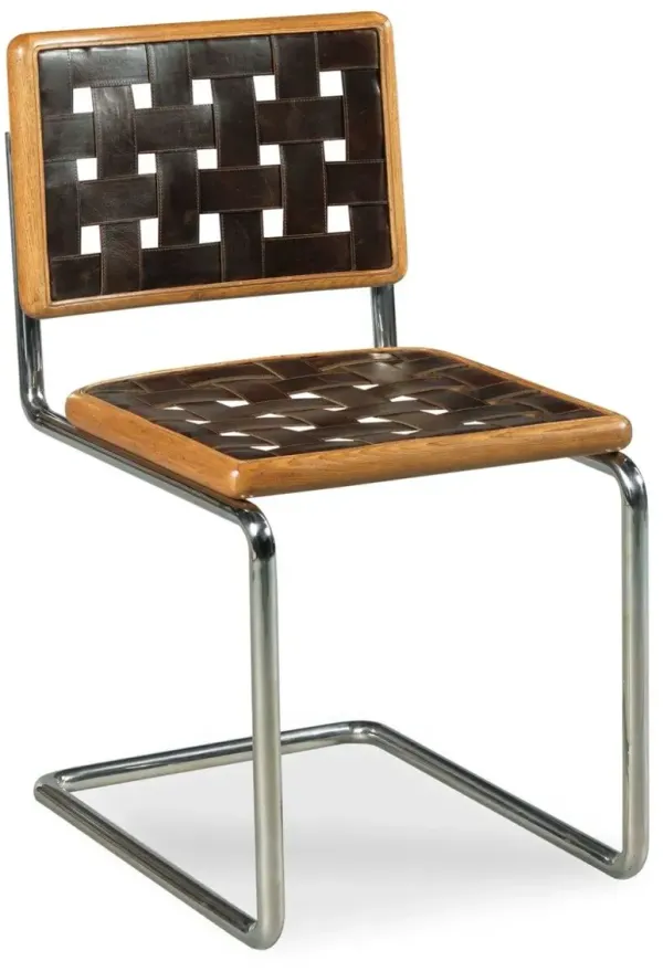 Revival Leather Chair, Polished Nickel/Brown