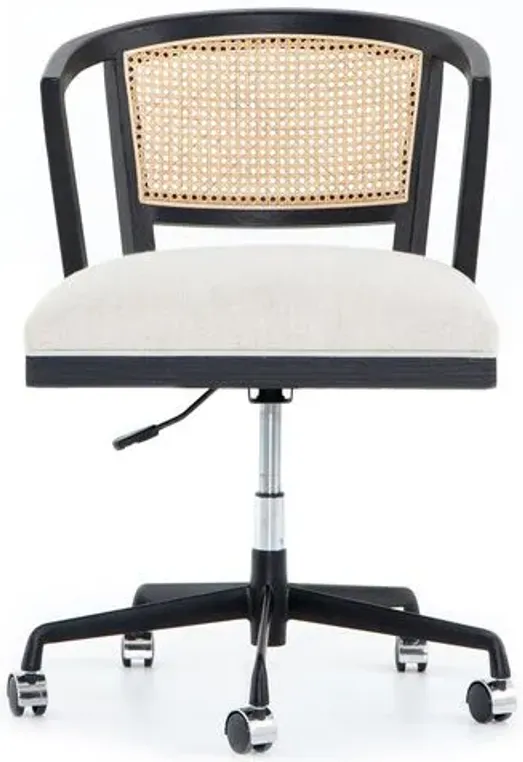 Aimee Cane Desk Chair - Brushed Ebony - Beige