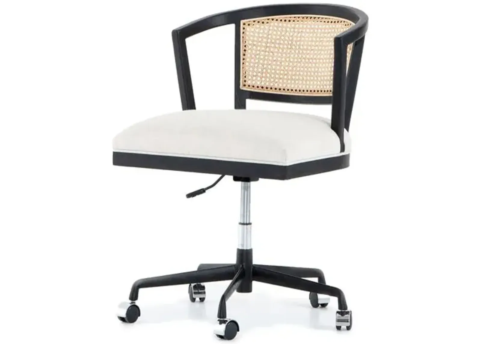 Aimee Cane Desk Chair - Brushed Ebony - Beige