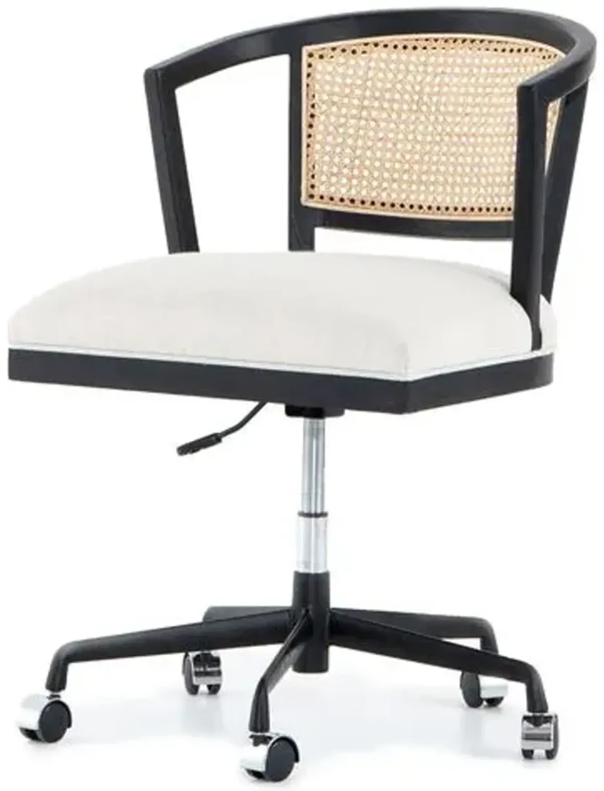 Aimee Cane Desk Chair - Brushed Ebony - Beige