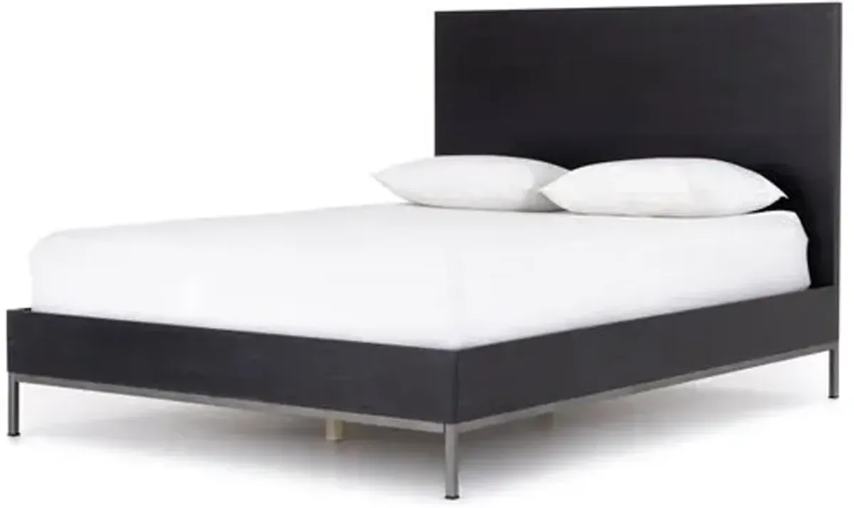 Justina Bed - Black Wash Poplar