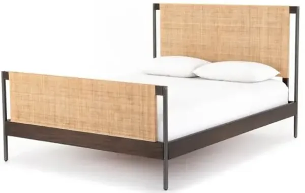 Tai Rattan Bed - Warm Brown Solid/Charcoal - Beige
