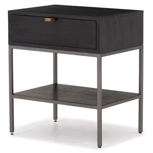 Justina Nightstand - Black Wash Poplar