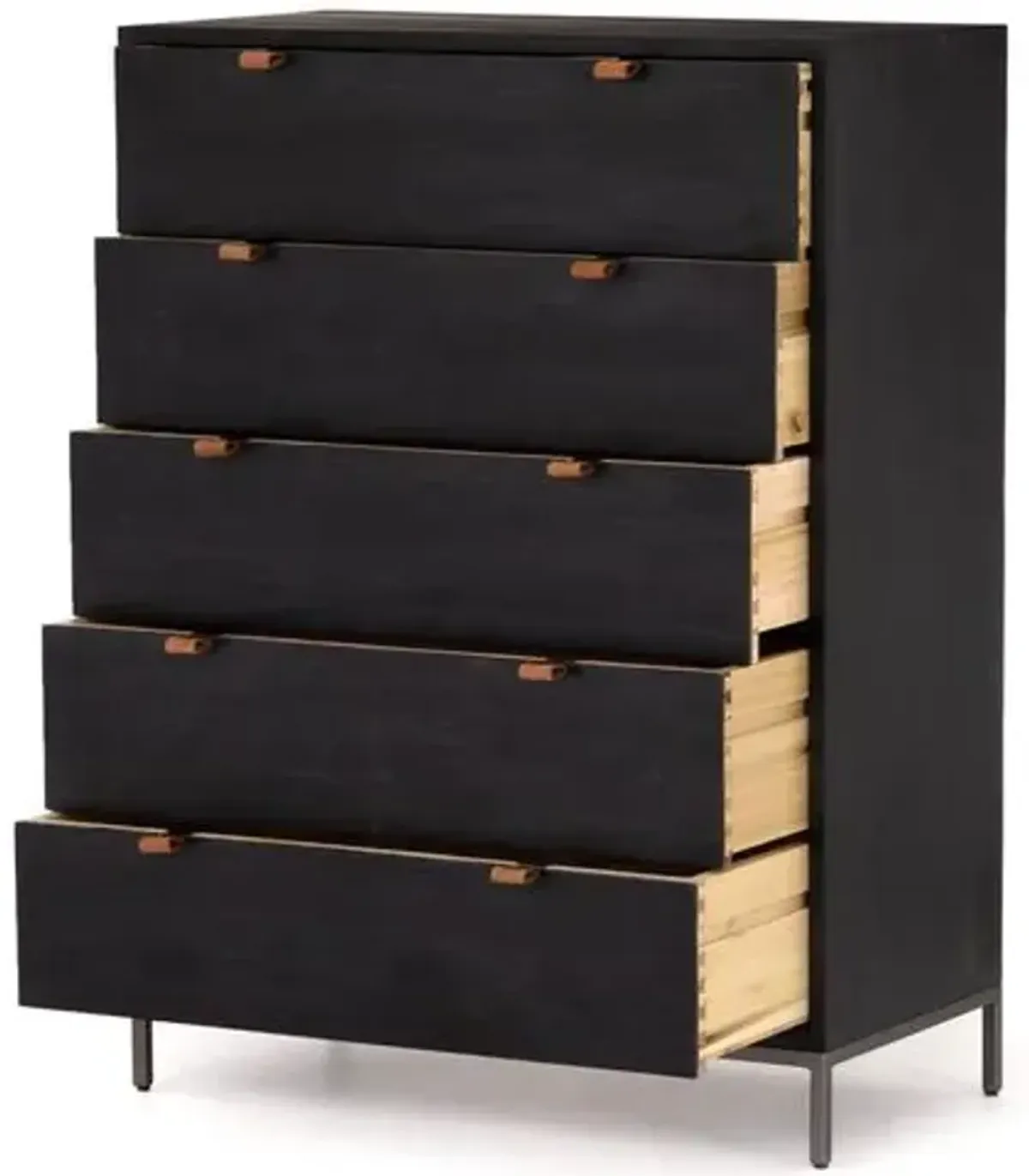 Justina 5-Drawer Tall Dresser - Black Wash Poplar